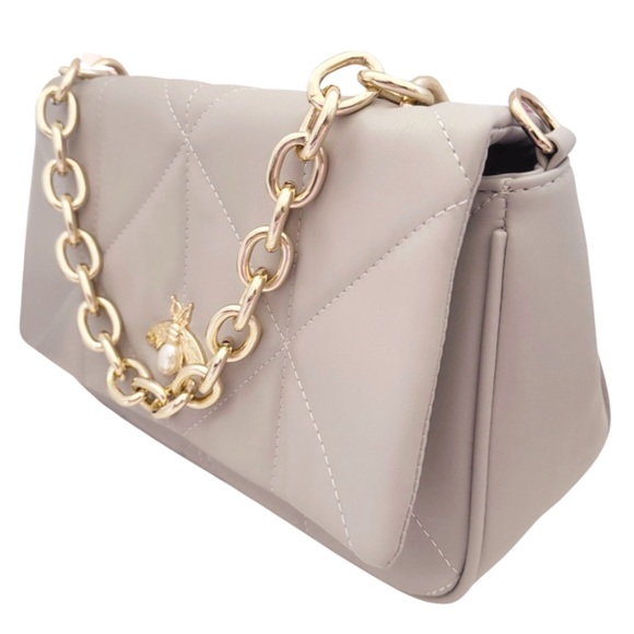 UNIBELLA • Grey Quilted Crossbody Handbag Removable Strap Shopping Travel Bag - Picture 4 of 9